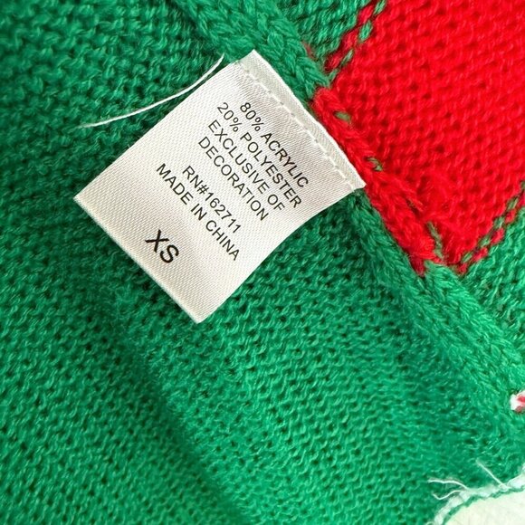 New Elf Ugly Christmas Sweater XS/S Poncho Cape Hood Elf Ears Party Holiday Top - Picture 10 of 10